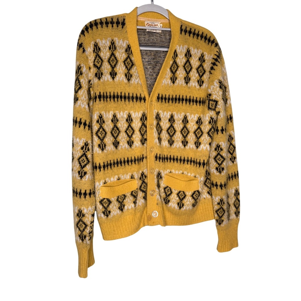 Vtg Mens Campus Sweater Orlon V Neck button up Grunge Kurt‎ Cobain